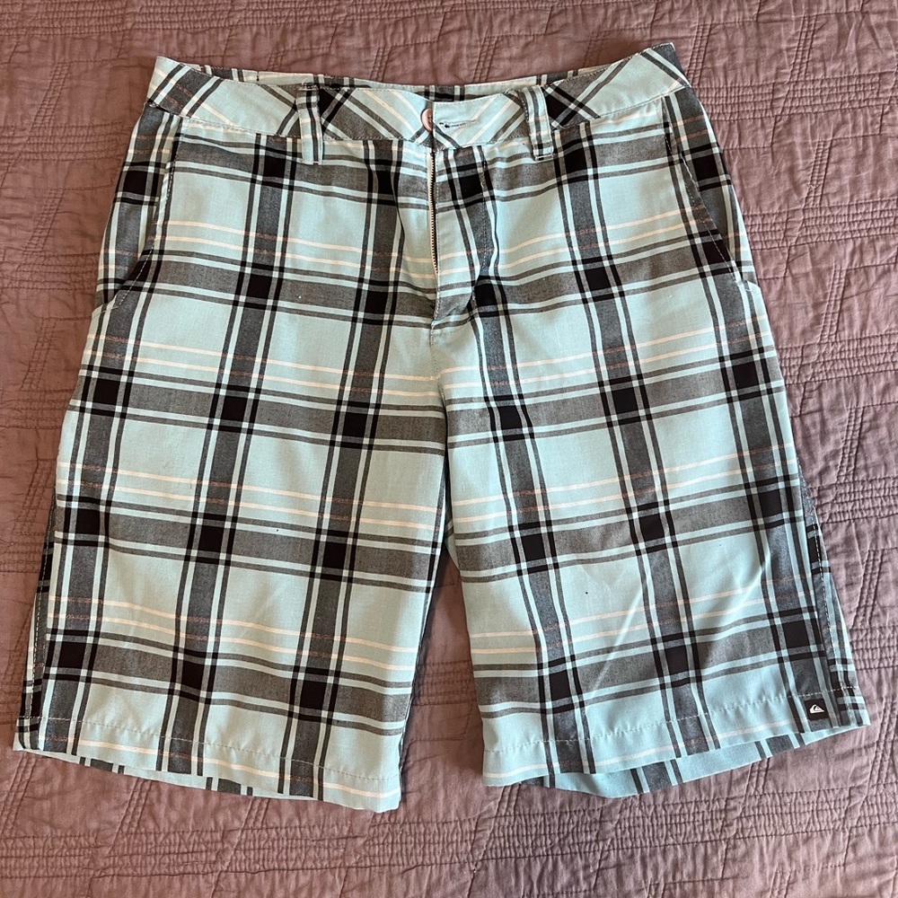 Quiksilver Blue and Black Flat Front Shorts